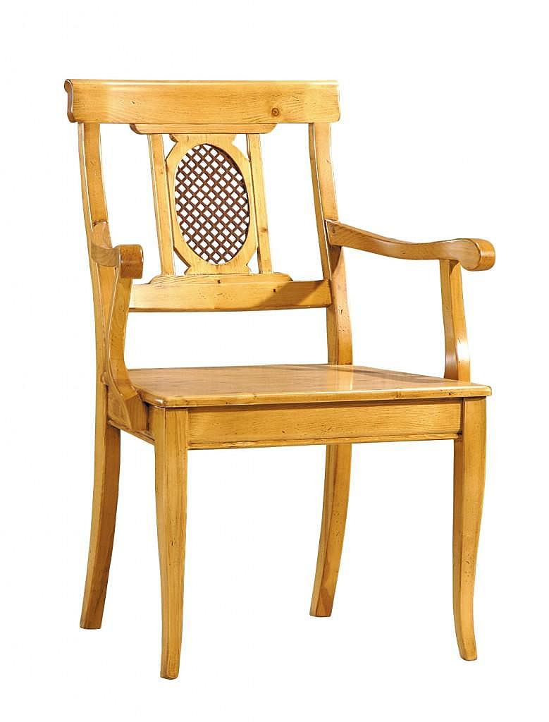 Armlehnstuhl Verona Stuhl mit Armlehne, Ziergitter, Fichte massiv