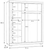 Kleiderschrank SNOW Schrank, 3 Türen, Facheinteilung, Weiß matt