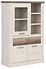 Highboard - Vitrine DURO, Schrank 1+2 Türen, Optik: Pinie weiß antik