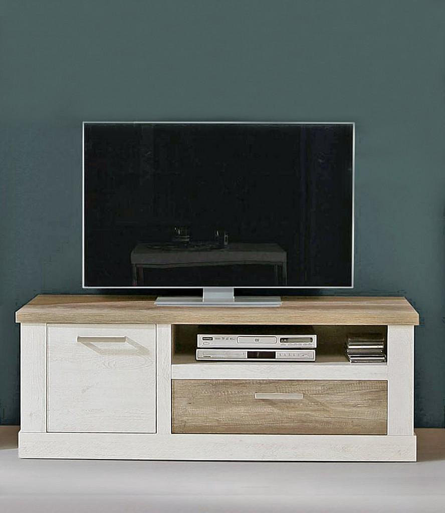 Pinie antik, TV-Board mit Gerätefach, Lowboard weiß DURO Optik: Forte