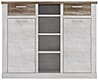 Highboard DURO, 2 Türen, 2 Schubladen, Optik Pinie weiß antik