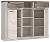 Highboard DURO, 2 Türen, 2 Schubladen, Optik Pinie weiß antik