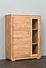 Vitrine Basel 2-türig 121 cm hoch Wildeiche Massivholz geölt