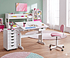 Kinderschreibtisch Baru + Rollcontainer Simon Kiefer weiß Komplettset