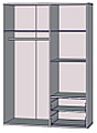 Kleiderschrank JANDIA 3 Türen Optik Sandeiche Weiß glänzend