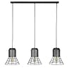 Pendelleuchte Hängeleuchte SHUTTLE mit 3 Schirmen Silber Antik Look
