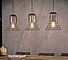 Pendelleuchte Hängeleuchte SHUTTLE mit 3 Schirmen Silber Antik Look