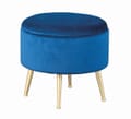Polsterhocker WILLANDRA Samtbezug Blau Hocker mit Stauraum