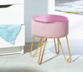 Polsterhocker Hocker BELIZE mit Samt und Wendepailletten in Rosa