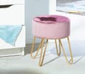 Polsterhocker Hocker BELIZE mit Samt und Wendepailletten in Rosa
