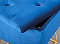 Hocker SURIN Samtvelour Blau Polsterhocker mit Stauraum