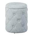 Polsterhocker Hocker YAPAK mit Stoffbezug in Grau und Knopfheftung