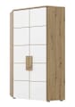 Eckschrank ARKINA Kleiderschrank mit 2 Türen Artisan Eiche und Weiß