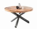 Esstisch ACE runder Tisch aus Mangoholz und Metallgestell schwarz