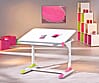 Kinderschreibtisch COLORIDO Weiß mit Kunststoffkappen in Grün und Pink