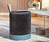 Hocker Polsterhocker OSANE Samtbezug Schwarz Blau