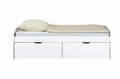 Funktionsbett EINAR 90 x 200  Kiefer massiv weiß mit 2 Schubladen