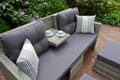Lounge Sofa VALLETTA inkl. Kissen und Fußhocker und klappbaren Tisch