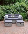 Lounge Sofa VALLETTA inkl. Kissen und Fußhocker und klappbaren Tisch