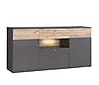Sideboard COMO Optik Grau / Planked Eiche mit Beleuchtung von Fort
