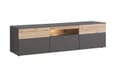 Lowboard COMO 210 cm Optik: Grau / Planked Eiche mit LED Beleuchtung