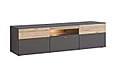 Lowboard COMO 210 cm Optik: Grau / Planked Eiche mit LED Beleuchtung