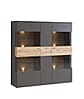 Highboard Vitrine COMO 3-trg. Optik: Grau / Planked Eiche von Forte