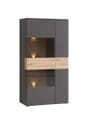 Highboard Vitrine halbhoch COMO Optik: Grau / Planked Eiche von Forte