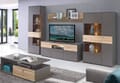 Highboard Vitrine halbhoch COMO Optik: Grau / Planked Eiche von Forte