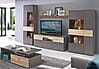 Highboard Vitrine halbhoch COMO Optik: Grau / Planked Eiche von Forte