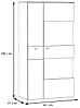 Highboard Vitrine COMO Verglasung rechts Optik Grau / Planked Eiche