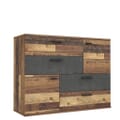 Kommode Sideboard SKIVE Optik Old Wood Vintage / Betonoptik dunkelgrau