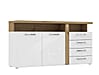 Sideboard TULUZA 2-trg. 4 Schubladen Optik Weiß / Artisan Eiche Forte