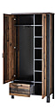 Garderobenschrank CARDIFF mit Spiegel - Vintage Style dark Nachbildung