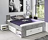 Funktionsbett Jugendbett BOB 140 x 200 cm Beton Optik / weiß von Forte