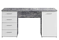 Schreibtisch NETBOB, 1-trg, 4 Schubladen, Beton Optik / Weiß von Forte
