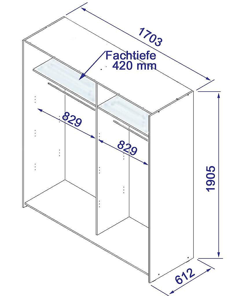 Weiß / Kleiderschrank Schwebetürenschrank von Beton Forte Optik WINNER
