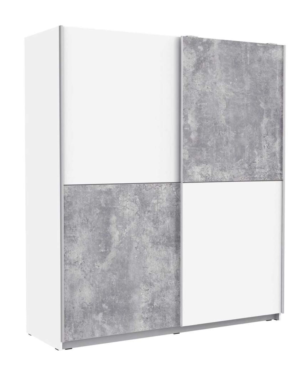 Schwebetürenschrank Kleiderschrank WINNER Weiß / Beton Optik von Forte Schwebetürenschrank Kleiderschrank WINNER Weiß / Beton Optik von Forte