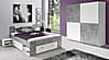 Jugendzimmer WINBOB Bett und Kleiderschrank Weiß / Beton Optik Forte