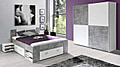 Jugendzimmer WINBOB Bett und Kleiderschrank Weiß / Beton Optik, Forte