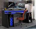 TEZAUR 5B großer Gaming Tisch Computertisch mit LED und Zubehör