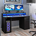 TEZAUR 9B Gaming Tisch Computertisch mit LED-Beleuchtung, von Forte