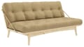 Klappcouch Sofa FOLK mit Klappfunktion Kiefer natur mit Polsterauflage