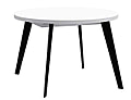 Esstisch Ausziehtisch TABLE ROUND 110 - 155 cm Weiß Metallfüße schwarz