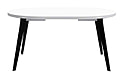 Esstisch Ausziehtisch TABLE ROUND 110 - 155 cm Weiß Metallfüße schwarz