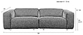 Zuiver 3-sitzer Sofa WINGS CARAMEL mit klappbaren Rückenteil