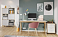 Büro Büroset Büromöbel im Scandi Style 3-teilig Weiß Navarra Eiche