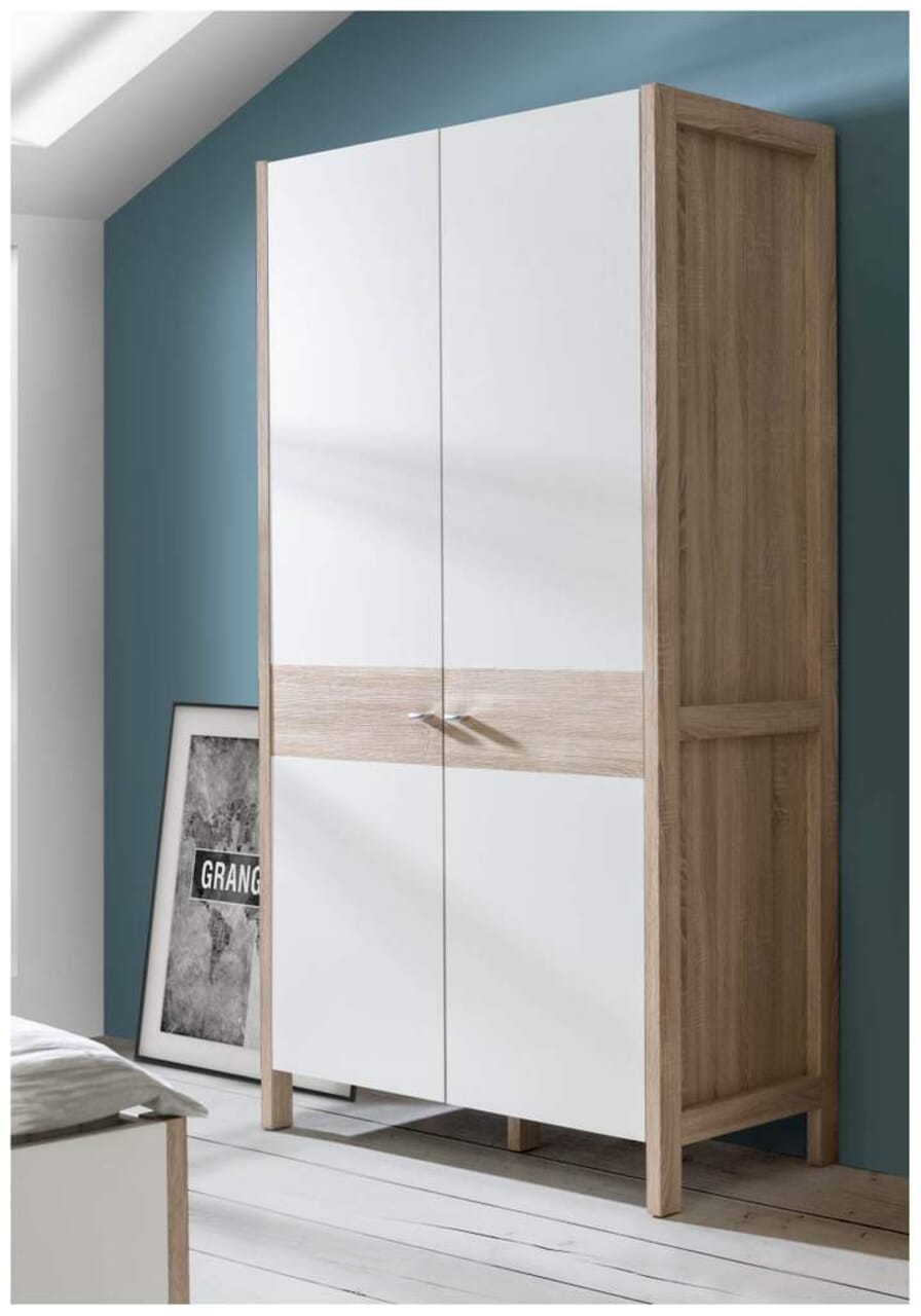 Kleiderschrank HOYVIK 16 Türen Optik: Sonoma Eiche und Weiß, Forte Kleiderschrank HOYVIK 16 Türen Optik: Sonoma Eiche und Weiß, Forte