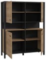 Highboard Schrank HIGH ROCK 4-trg. Riviera Eiche Optik / Schwarz Forte