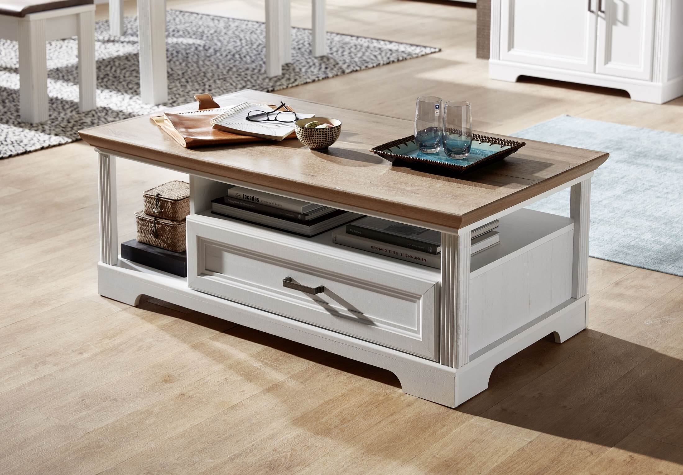 couchtisch wohnzimmertisch jasmin pinie weiß nachbildung 120 x 67 cm